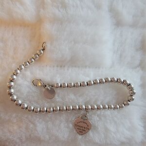 Tiffany & Co. Silver Bead Heart Tag Bracelet